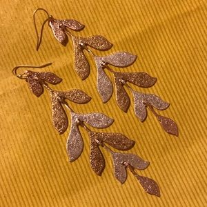 Gorgeous Long Gold and Silver Leaf Earrings